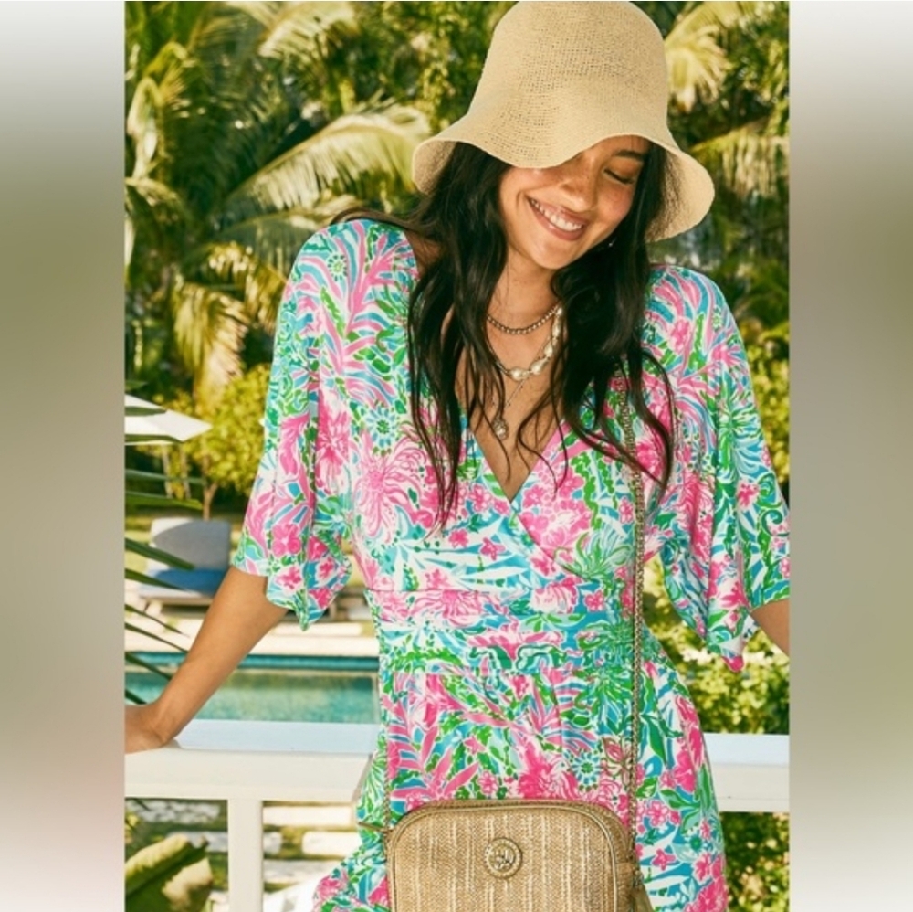 Lilly Pulitzer Leaf It Wild Floral Romper Size XS